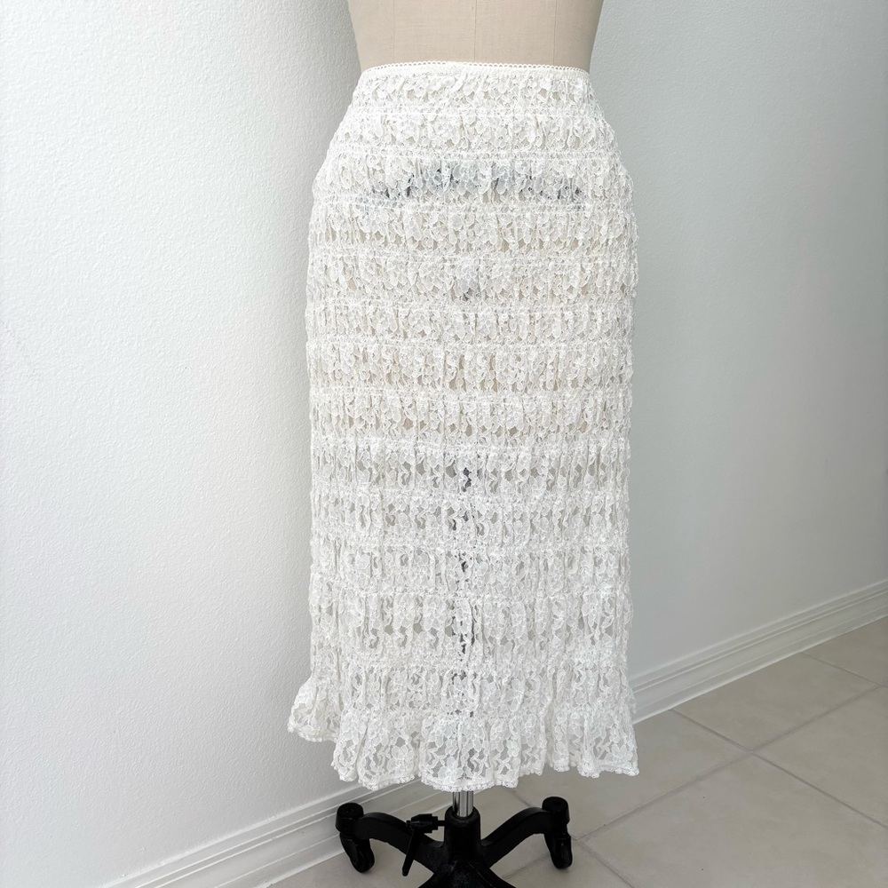 DÔEN Rachelle Salt Lace Midi Skirt NWT Cream Luxury Elastic Waist Collectible L - Picture 2 of 9